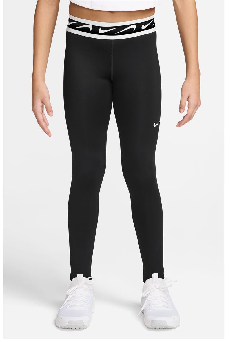 Kids' Dash Dri-FIT Leggings, Main, color, BLACK/ WHITE