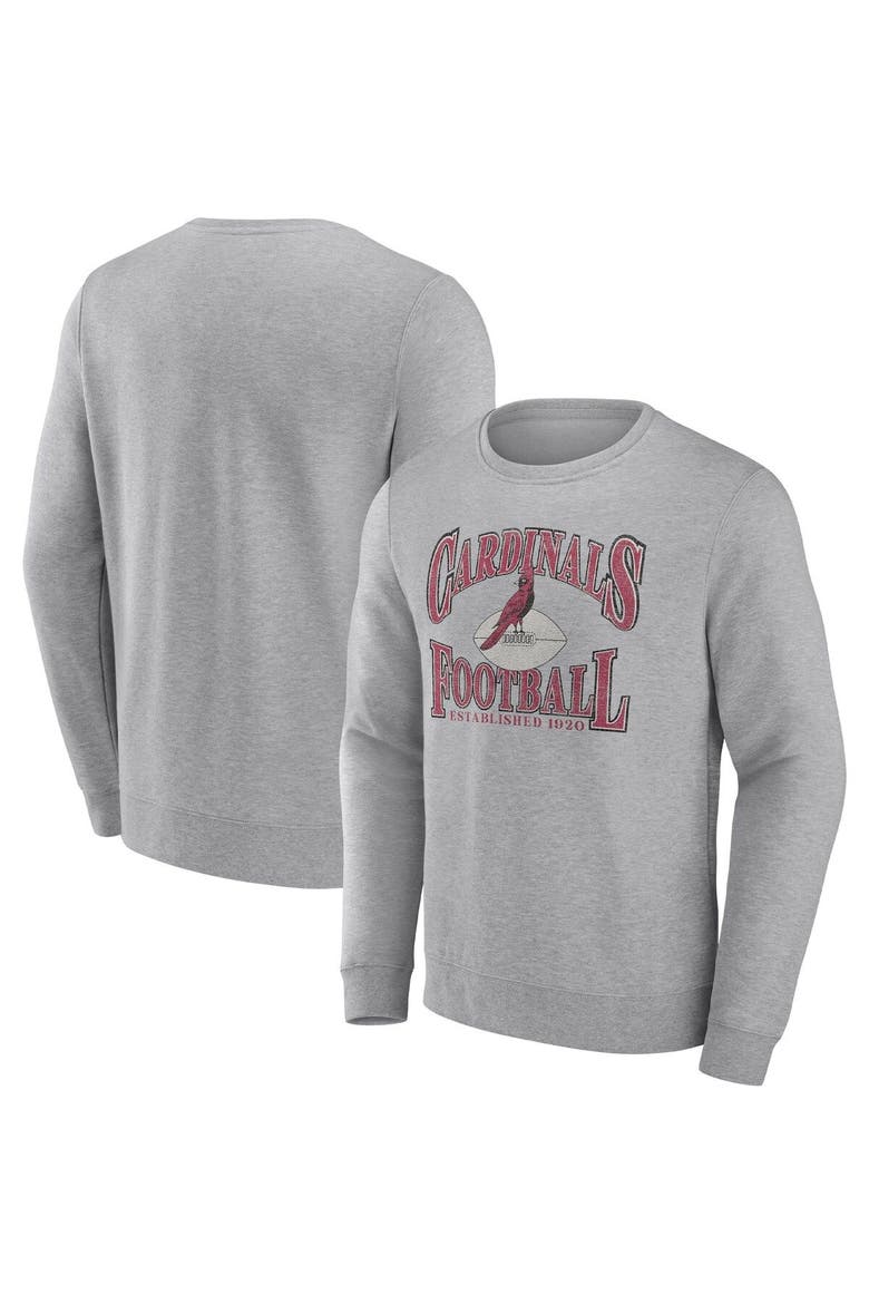Men's Fanatics Branded Heathered Charcoal Arizona Cardinals Playability Pullover Sweatshirt, Main, color, Heather Gray