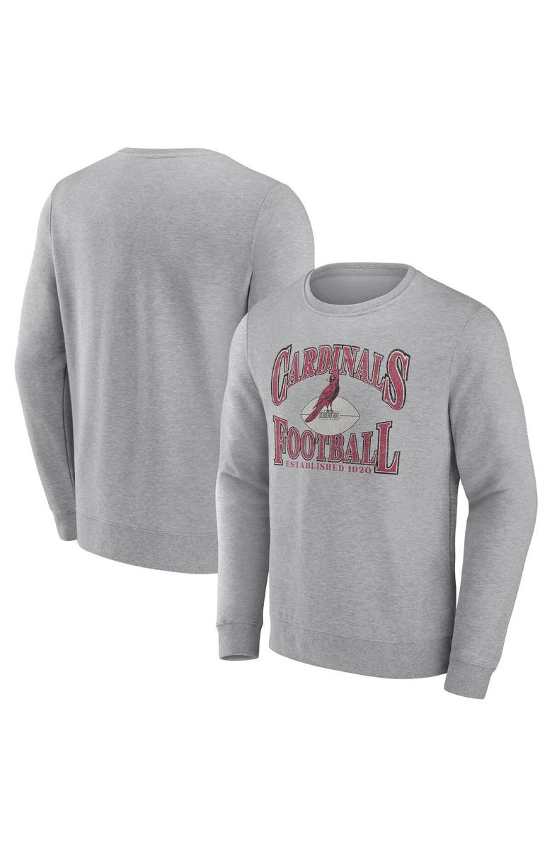 FANATICS Men's Fanatics Branded Heathered Charcoal Arizona Cardinals Playability Pullover Sweatshirt, Main, color, Heather Gray