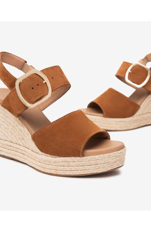 Nerogiardini Suede Buckled Strap Espadrille Wedge Sandals In Brown