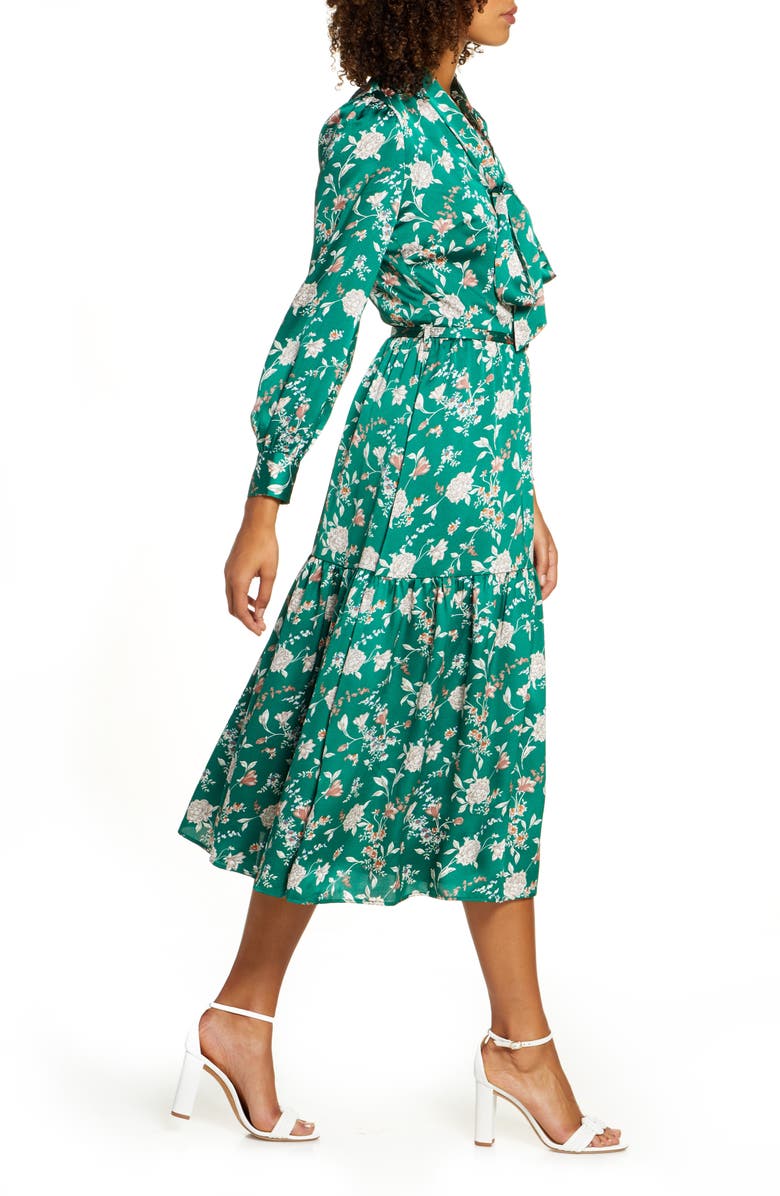 Chelsea28 Floral Long Sleeve Satin Shirtdress, Alternate, color, 