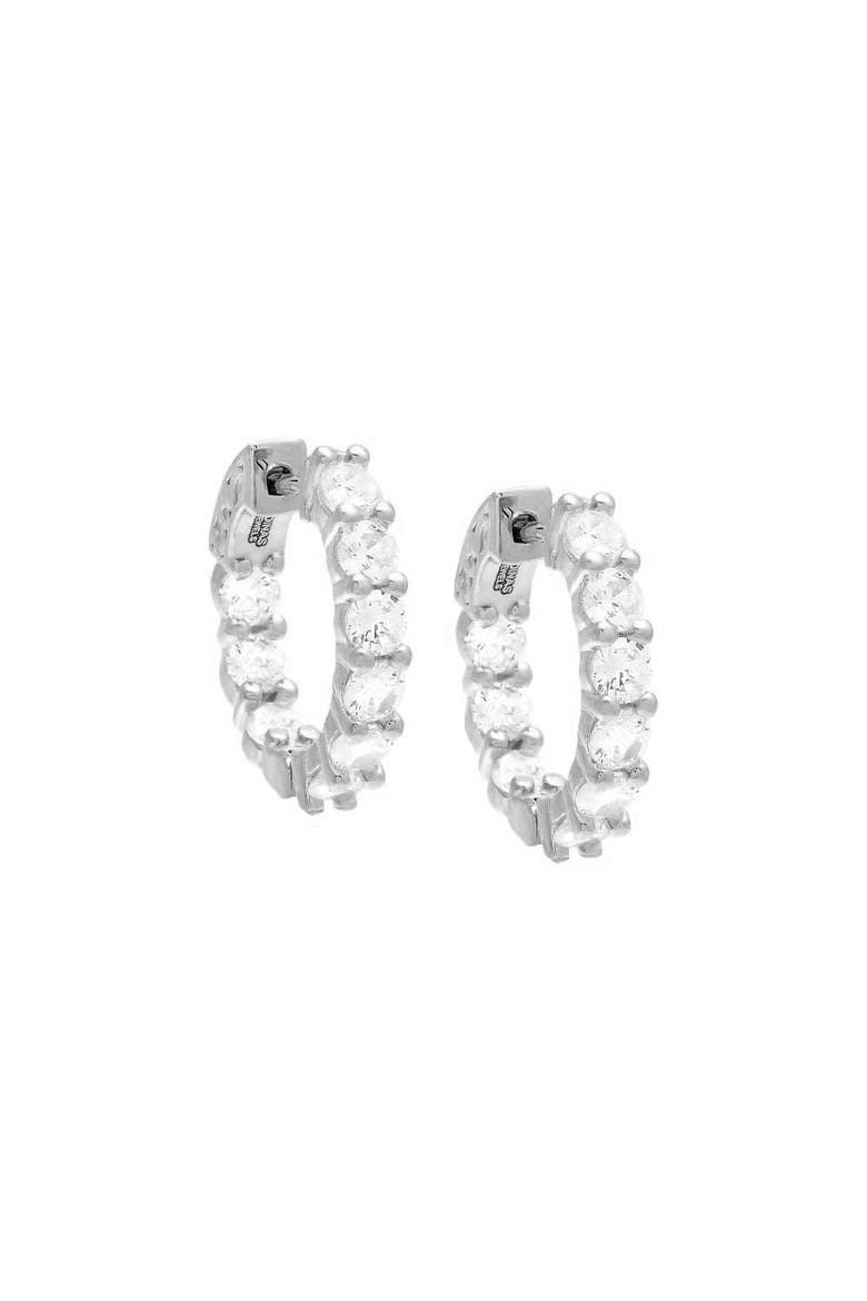 CZ Round Hoop Earring, Main, color, Silver