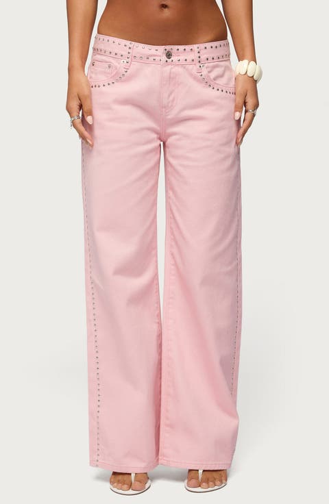Quincy Studded Low Rise Baggy Jeans