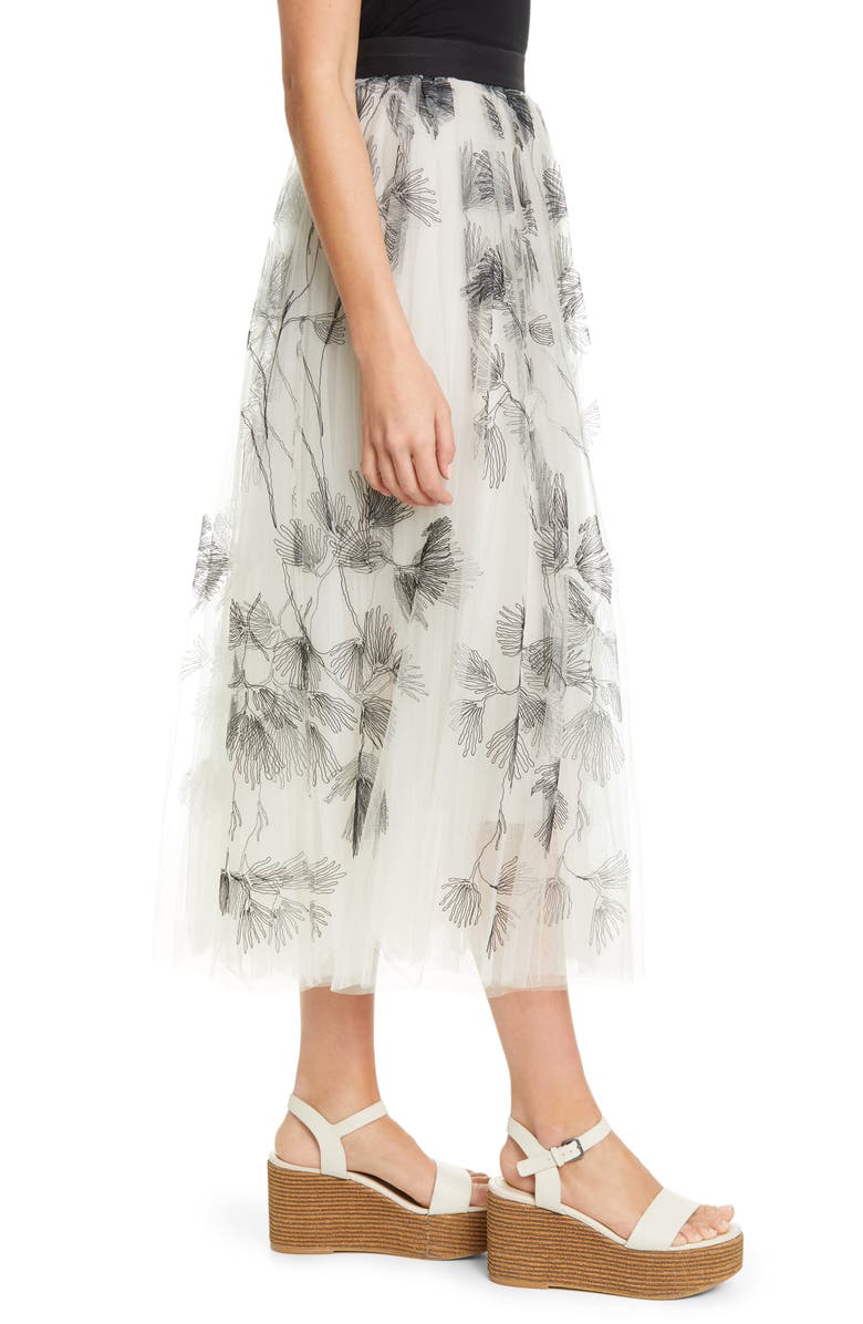 Brunello Cucinelli Embroidered Tulle Midi Skirt, Alternate, color, 