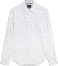 Ted Baker Iskran Floral Print Stretch Cotton Button-Up Shirt
