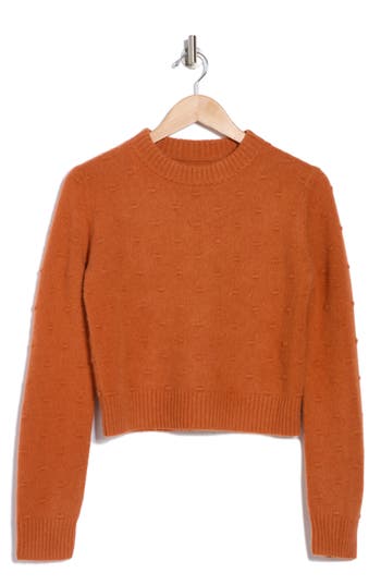 Derek Lam 10 Crosby Quentin Bubble Knit Wool Blend Crop Sweater In Amber