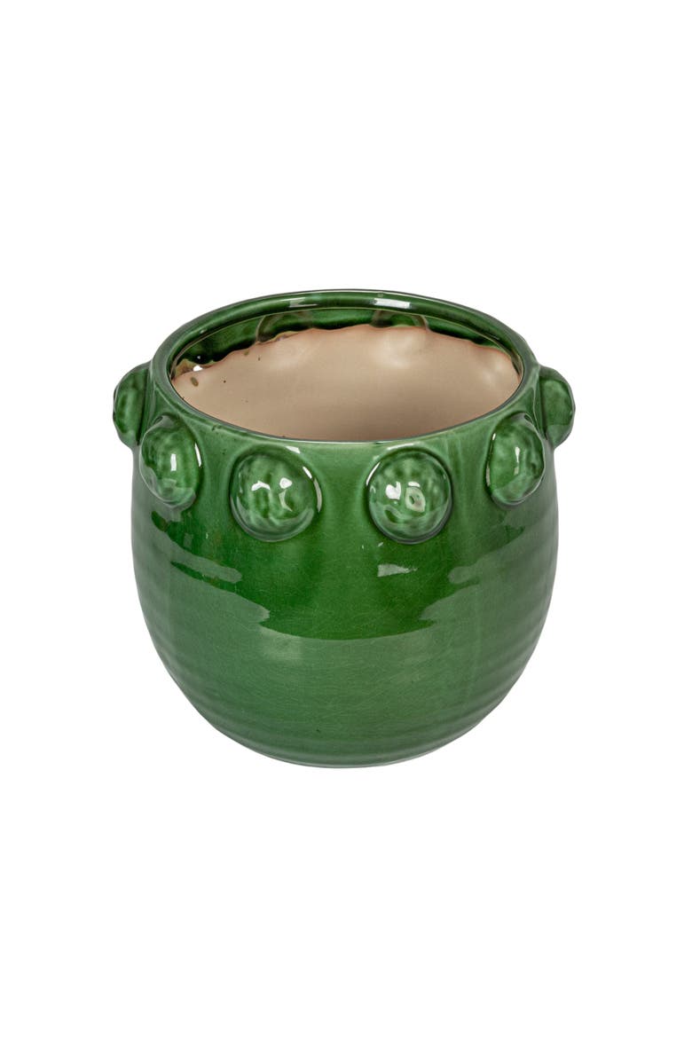 Storied Home Terra-cotta Planter with Raised Dots, Green, Main, color, Green