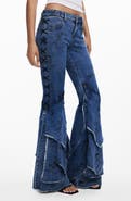 Desigual Cartoon Pattern Flare Jeans