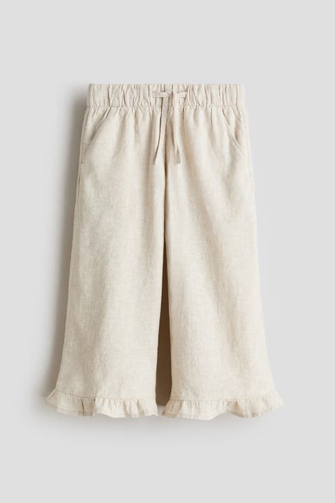 Linen-blend Drawstring Trousers