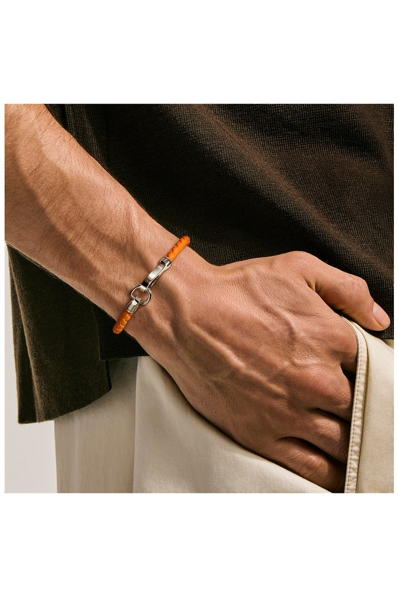 Men's Braided Hook Clasp Bracelet, Alternate, color, ORANGE