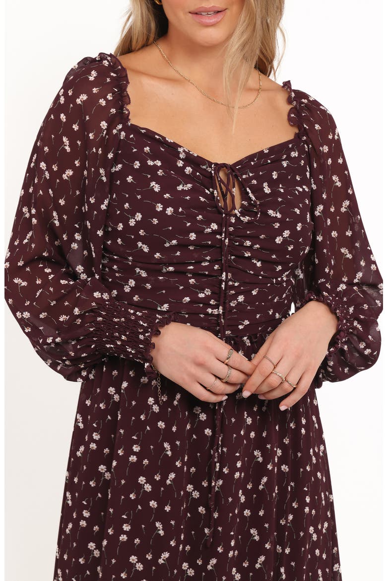 Keziah Floral Long Sleeve Midi Dress, Alternate, color, BURGUNDY FLORAL