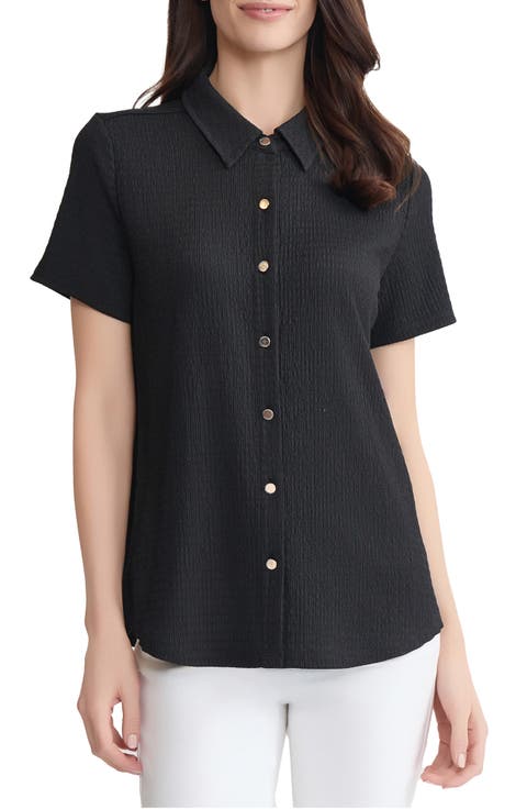 Texture Short Sleeve Button-Up Shirt