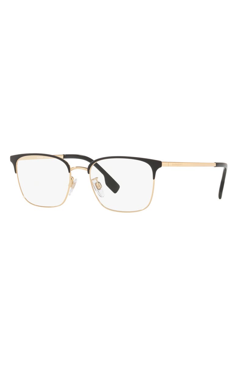Burberry 53mm Square Optical Glasses, Alternate, color, Matte Black/ Gold / Demo Lens