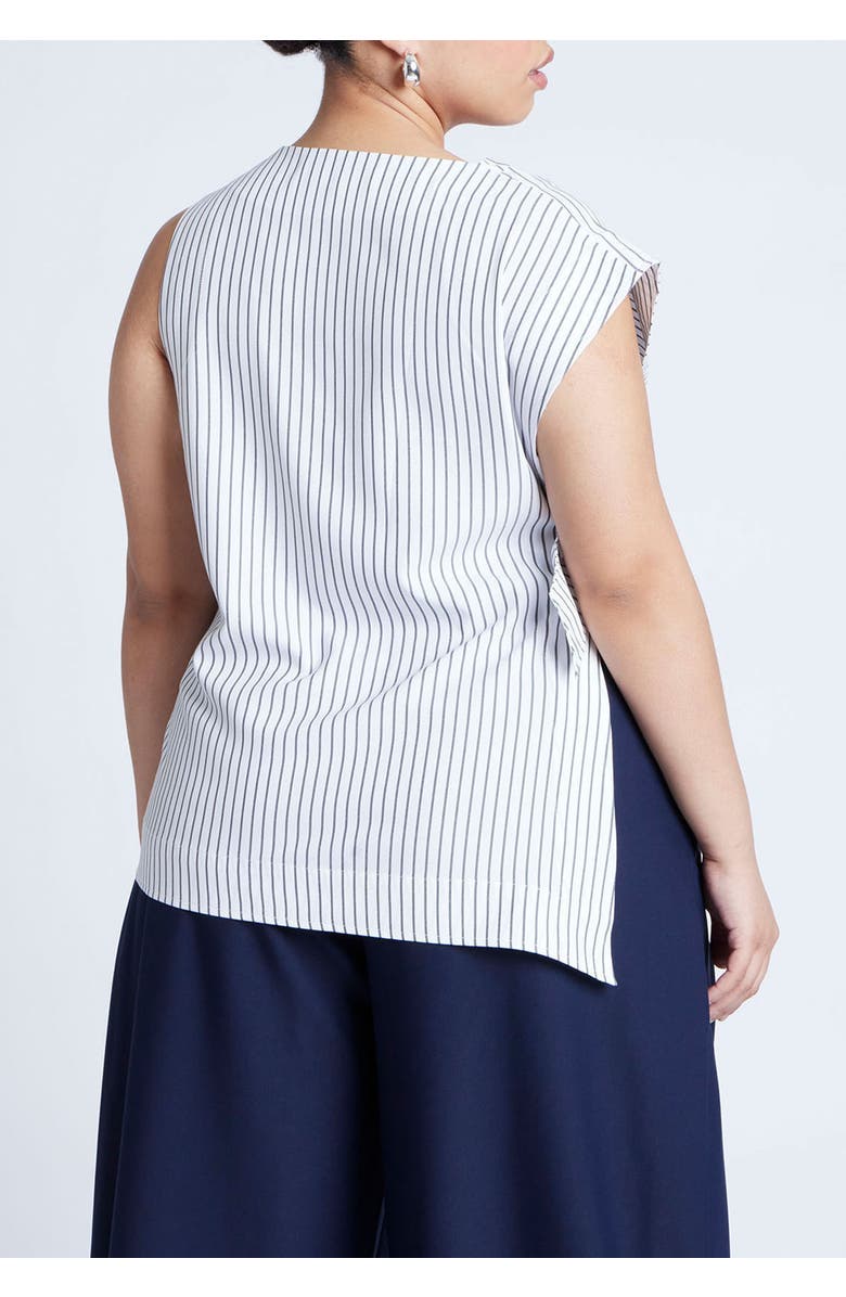 ELOQUII Asym Tie Top, Alternate, color, Black On Cream