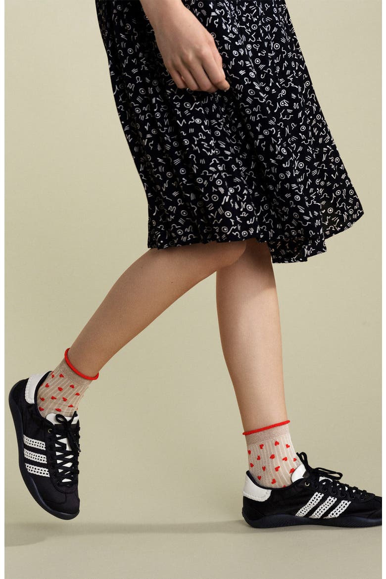 Spiffy Hearts Short Crew Socks, Alternate, color, BEIGE