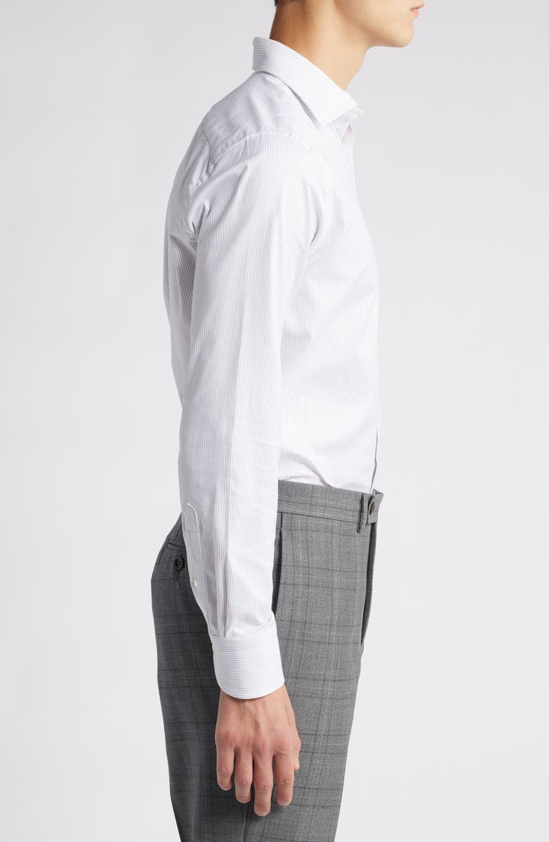 Canali Regular Fit Pinstripe Stretch Cotton Dress Shirt, Alternate, color, 