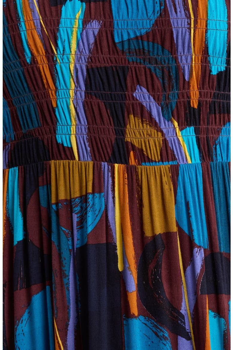 Meadowsweet Printed Smocked Midi Dress, Alternate, color, ZENNOR STACK DARK RYE