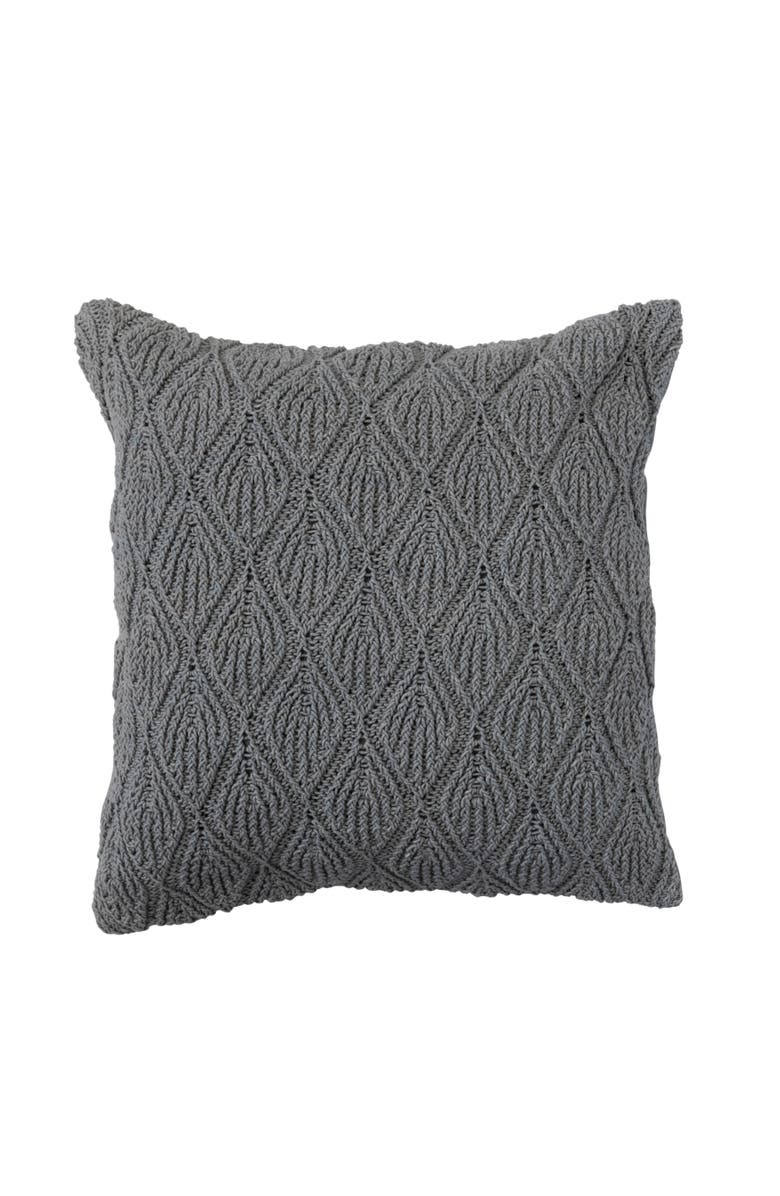 Storied Home Handwoven Cotton Pillow Cover with Diamond Pattern, Grey, Main, color, Grey