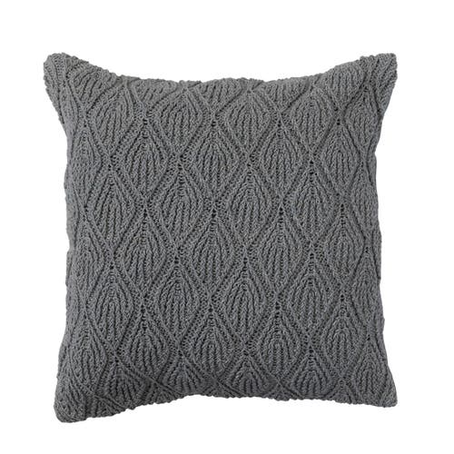 Storied Home Handwoven Cotton Pillow Cover With Diamond Pattern, Grey In Gray