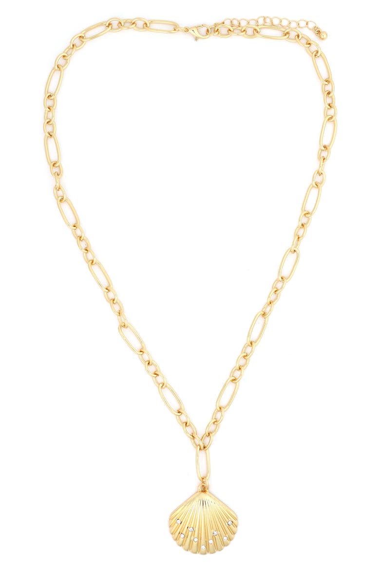 Cubic Zirconia Shell Pendant Necklace, Main, color, GOLD