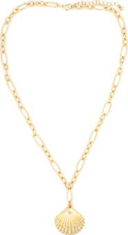 Panacea Cubic Zirconia Shell Pendant Necklace