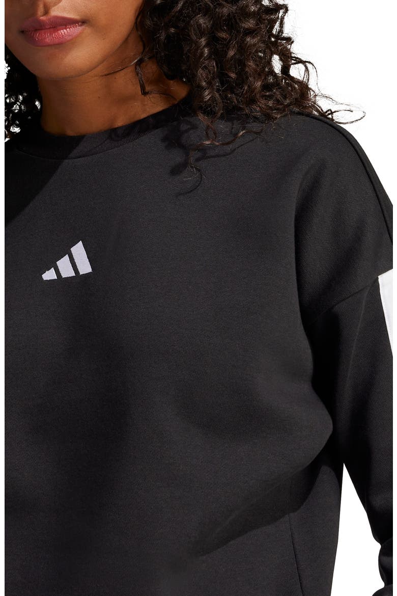 Essentials 3-Stripes Fleece Sweatshirt, Alternate, color, BLACK/ WHITE