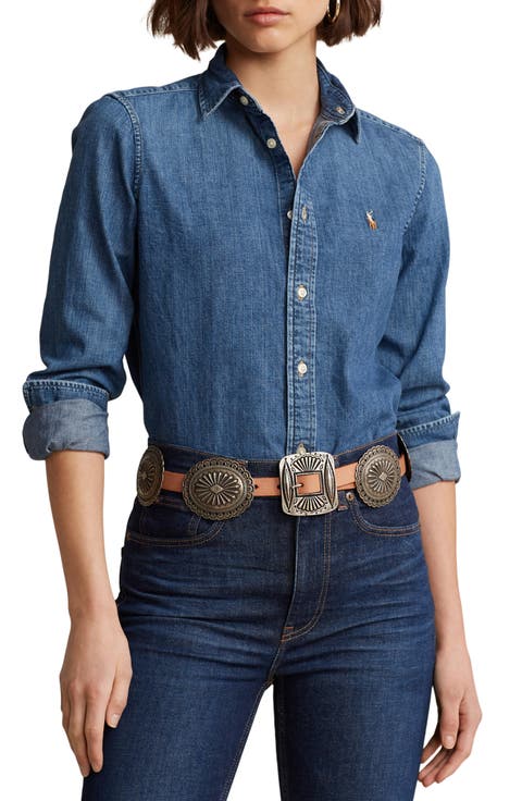 Slim Fit Denim Button-Up Shirt