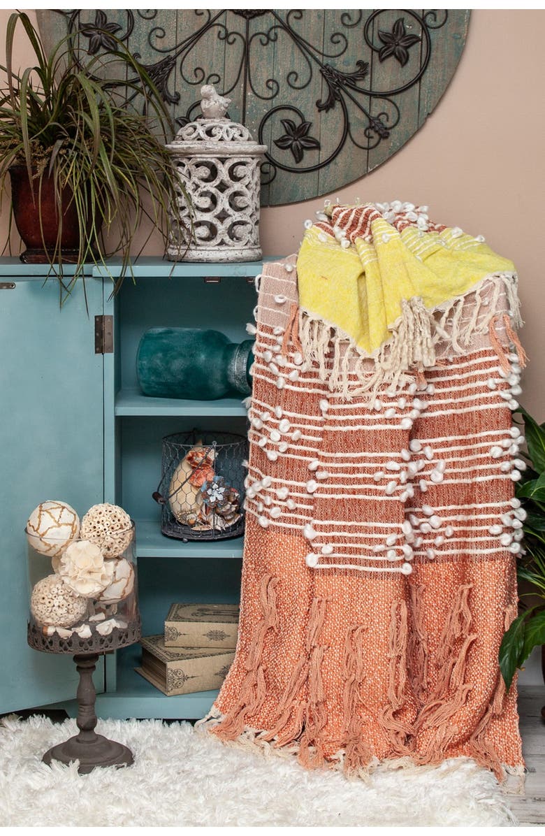 PARKLAND COLLECTION Vanya Eclectic White 52" x 67" Woven Handloom Throw, Alternate, color, White