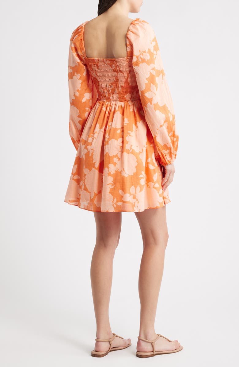 & Other Stories Smocked Long Sleeve Cotton Minidress, Alternate, color, 