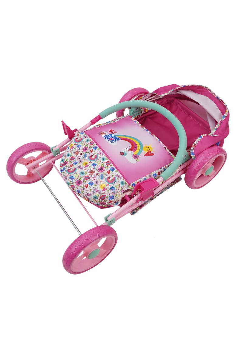 Deluxe Classic Doll Pram Pink & Rainbow Fits Dolls Up To 18", Alternate, color, Pink
