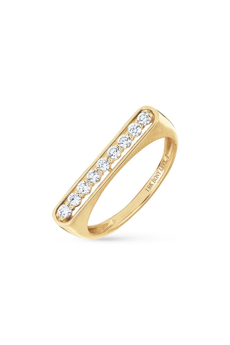 Florentine 18k Gold Diamond Bar Stackable Ring, Main, color, 18K YELLOW GOLD