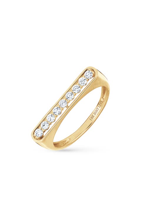 Florentine 18k Gold Diamond Bar Stackable Ring