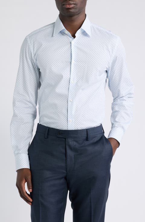 Hank Slim Fit Stretch Print Dress Shirt