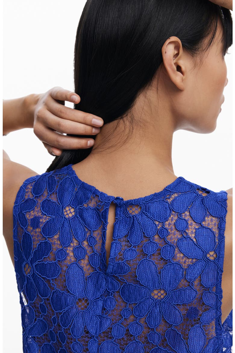 Floral Embroidered Sheer Top, Alternate, color, KLEIN BLUE