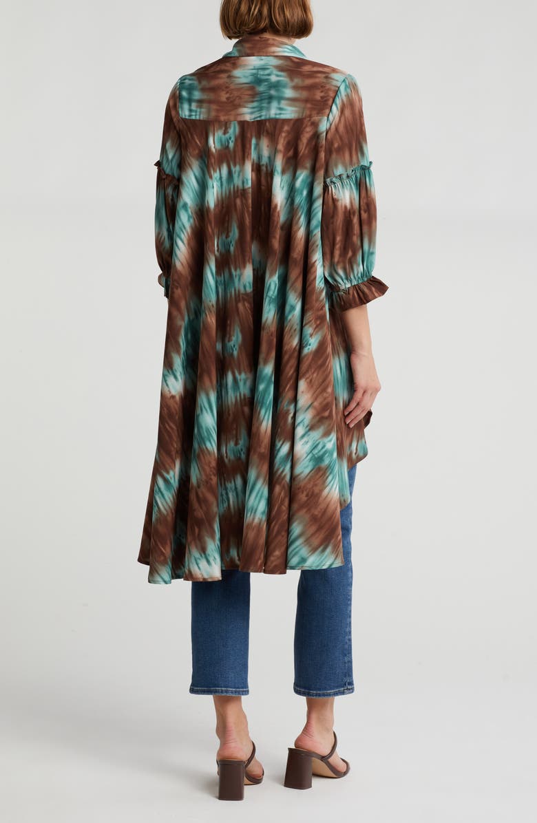 PATRIZIA LUCA Tie Dye High-Low Button-Up Shirt, Alternate, color, Brown