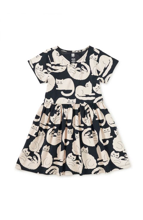 Short Sleeve Wrap Neck Dress (Toddler, Little Kid, Big Kid)