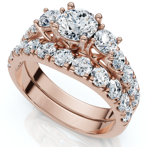 Bliss Diamond 1 3/4ct 3-stone Diamond Engagement Wedding Ring Set 14k Gold Or Pt Lab Grown In Gold