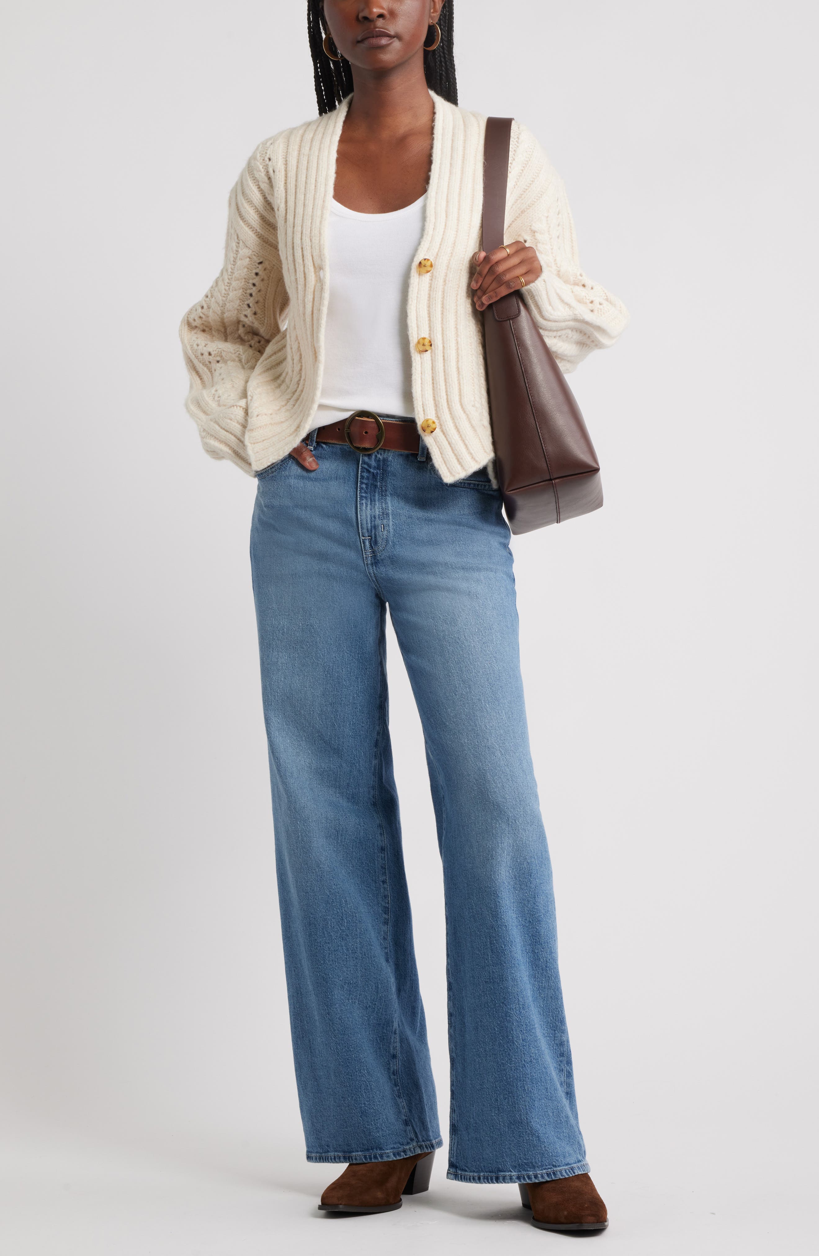 Chevron Hem Cable Cardigan - image 4