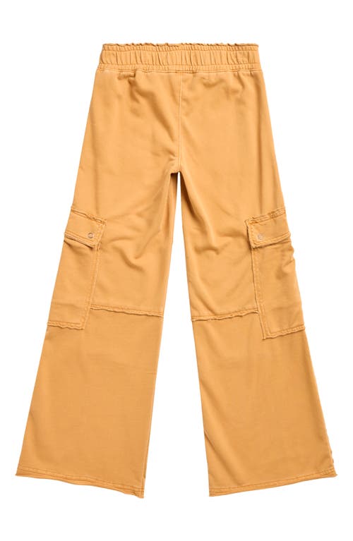Tractr Kids' French Terry Wide Leg Cargo Pants In Gold