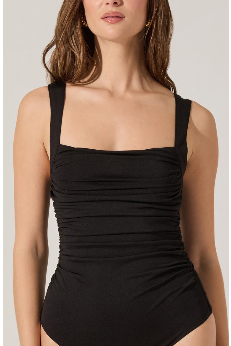 Voncile Gathered Bodysuit, Alternate, color, BLACK