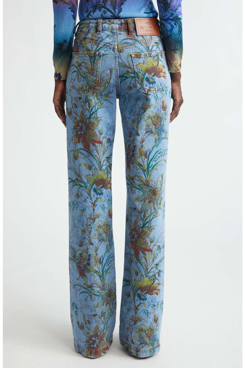 Floral Print Flared Jeans, Alternate, color, PRINT ON PALE BLUE BASE