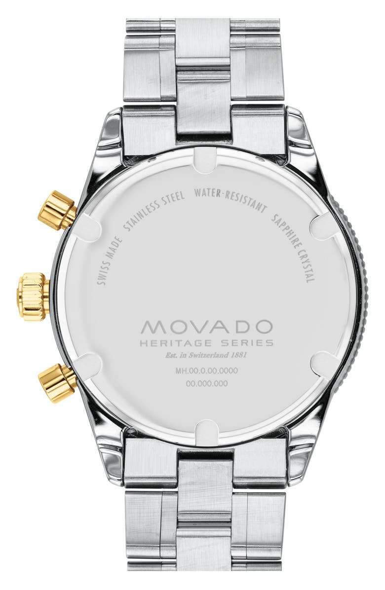Movado Heritage Calendoplan Chronograph Bracelet Watch, 42mm, Alternate, color, Green