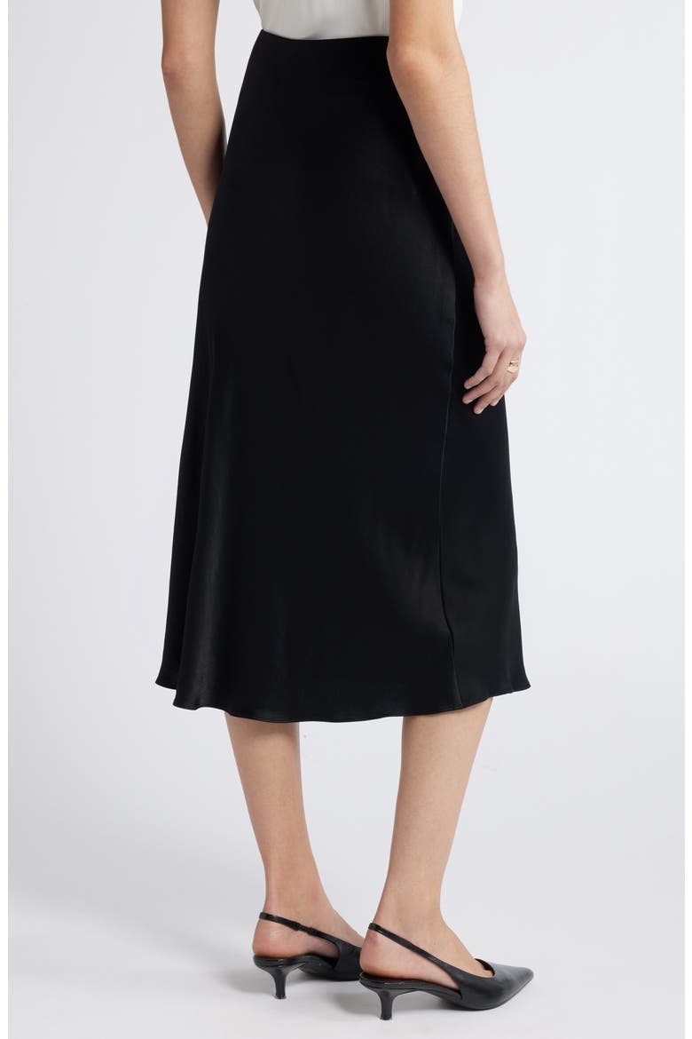 Bias Cut Satin Skirt, Alternate, color, BLACK