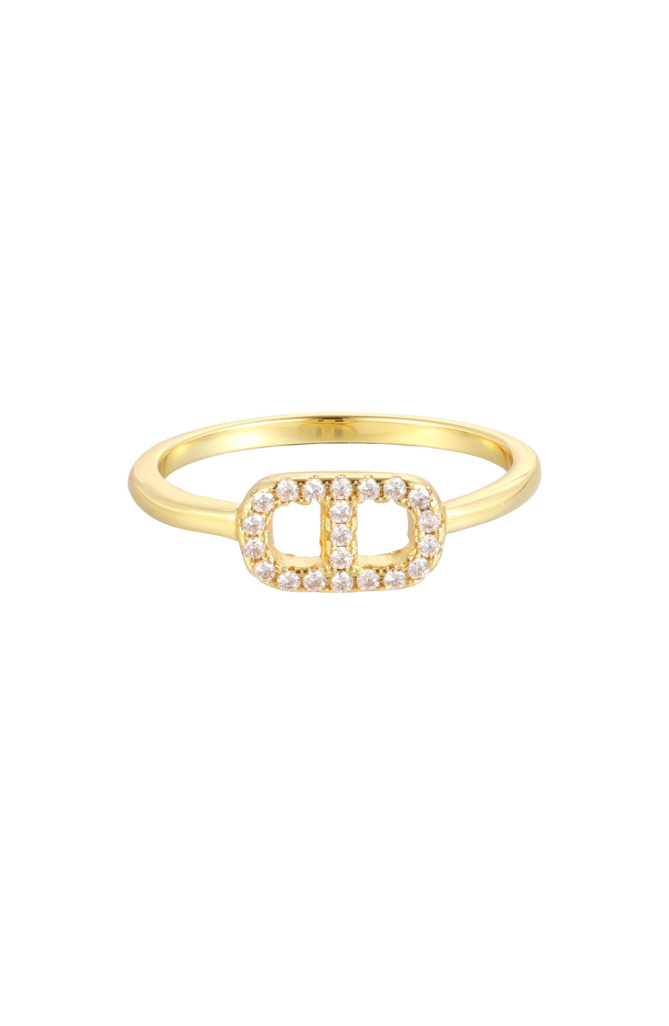 14k Gold Plated Cubic Zirconia Mariner Link Ring