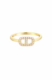 14k Gold Plated Cubic Zirconia Mariner Link Ring
