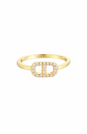 14k Gold Plated Cubic Zirconia Mariner Link Ring