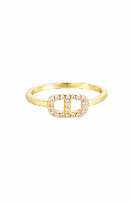 14k Gold Plated Cubic Zirconia Mariner Link Ring