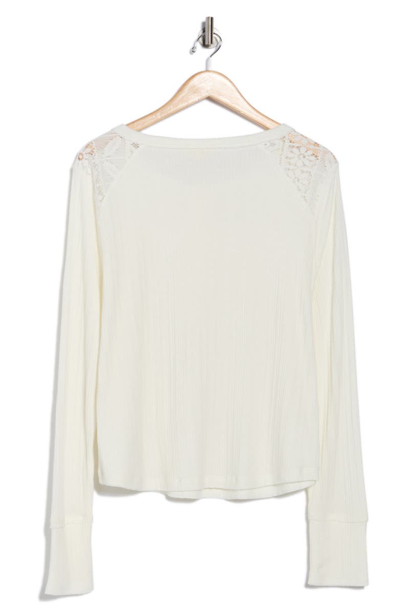 Lucky Brand Cloud Lace Rib Henley, Alternate, color, Whisper White