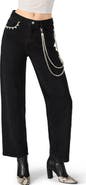 Steve Madden Swift Rhineston Chain Ankle Straight Leg Jeans