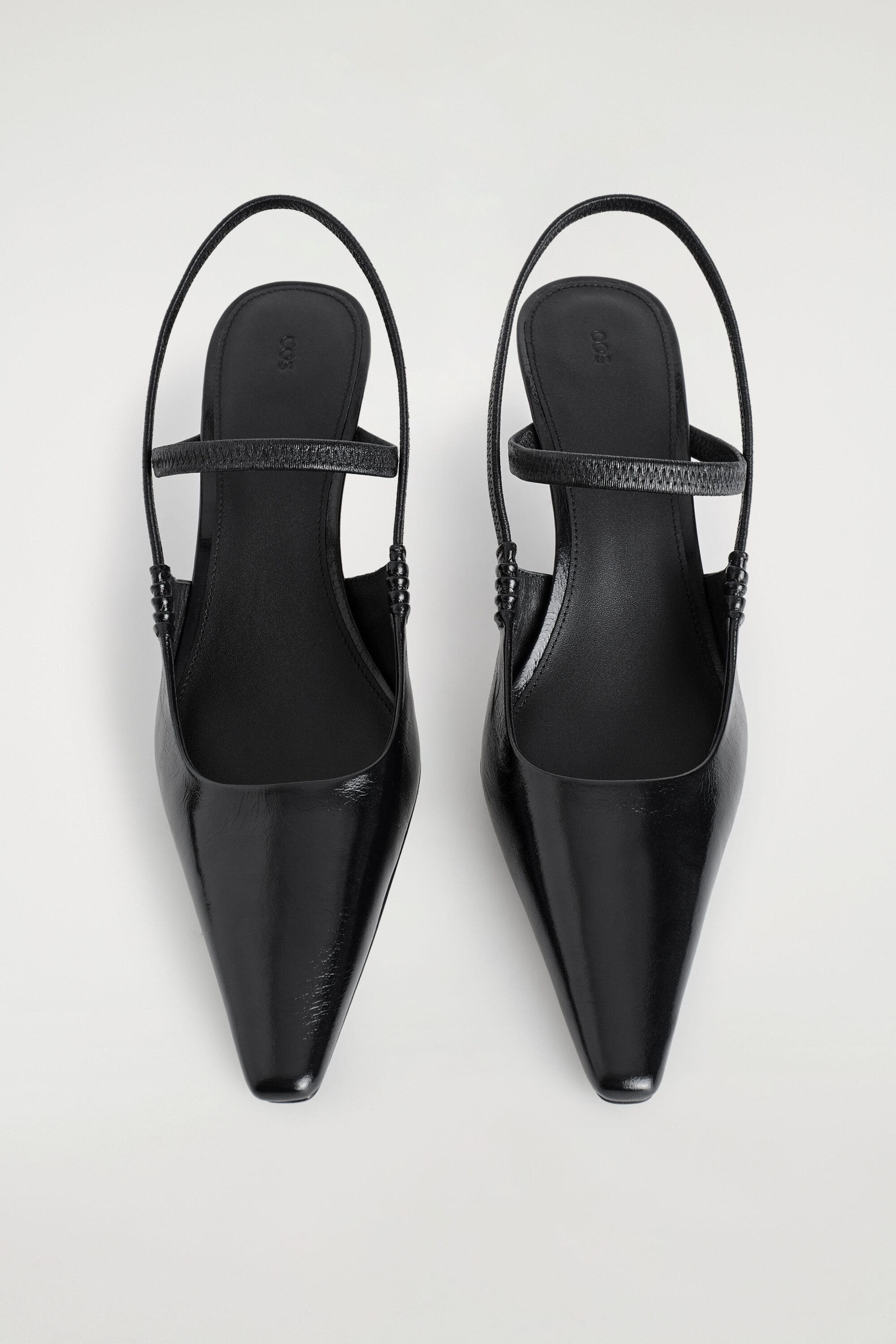 Pointed Leather Slingback Kitten Heels, Alternate, color, BLACK